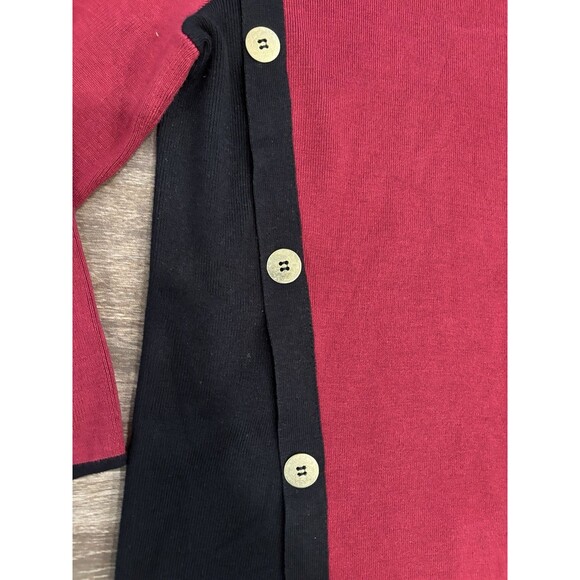 Kim Rodger’s Burgundy Black Buttons Ribbed Sweater 3-4sleeve Color block Holiday - Picture 4 of 11